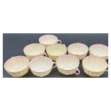 Belleek Neptune pink Shell Pink Creamer, Sugar, and 9 Cups with 9 Saucers