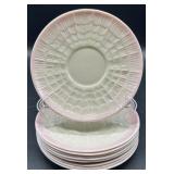 Belleek Neptune pink Shell Pink Creamer, Sugar, and 9 Cups with 9 Saucers