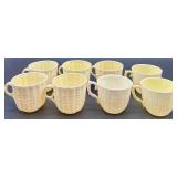 Belleek Tridacna Irish Porcelain Tea Set with Cups, Saucers, Creamer and Sugar