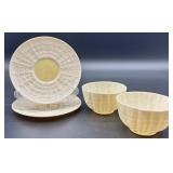 Belleek Tridacna Irish Porcelain Tea Set with Cups, Saucers, Creamer and Sugar