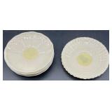 Belleek Tridacna Irish Porcelain Tea Set with Cups, Saucers, Creamer and Sugar