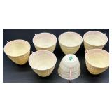 Belleek Pink Tridacna Tea Set with Cups, Saucers, Creamer and Sugar Bowl