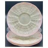 Belleek Pink Tridacna Tea Set with Cups, Saucers, Creamer and Sugar Bowl