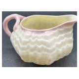 Belleek Pink Tridacna Tea Set with Cups, Saucers, Creamer and Sugar Bowl