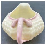 Belleek Pink Tridacna Tea Set with Cups, Saucers, Creamer and Sugar Bowl