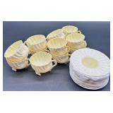 Belleek Neptune Shell Pattern Tea Cups and Limpet Pattern Saucers Set of 13 Cups and 13 Saucers