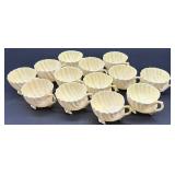 Belleek Neptune Shell Pattern Tea Cups and Limpet Pattern Saucers Set of 13 Cups and 13 Saucers
