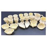 Belleek Porcelain Limpet pattern Egg Cups and Neptune Shell Salt Cellars, sugar and creamer Collection