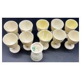 Belleek Porcelain Limpet pattern Egg Cups and Neptune Shell Salt Cellars, sugar and creamer Collection