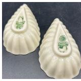Belleek Porcelain Limpet pattern Egg Cups and Neptune Shell Salt Cellars, sugar and creamer Collection