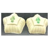 Belleek Porcelain Limpet pattern Egg Cups and Neptune Shell Salt Cellars, sugar and creamer Collection