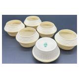 Set of 6 Belleek Ireland Porcelain Bowls with Basket Weave and Diamond Pattern