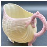 Belleek Neptune Pink Shell Creamer and Sugar Bowl Set