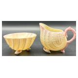 Belleek Neptune Shell Sugar Bowl and Creamer Set