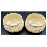 Belleek Pink Lotus Pattern Creamer and Sugar Bowl Set of 4