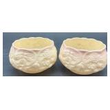 Belleek Pink Lotus Pattern Creamer and Sugar Bowl Set of 4