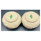 Belleek Pink Lotus Pattern Creamer and Sugar Bowl Set of 4