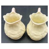 Belleek Pink Lotus Pattern Creamer and Sugar Bowl Set of 4
