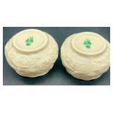 Set of 4 Belleek Lotus Pattern Creamers and Bowls