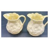 Set of 4 Belleek Lotus Pattern Creamers and Bowls