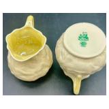 Set of 4 Belleek Lotus Pattern Creamers and Bowls