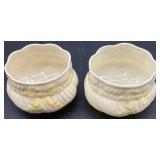 Set of 4 Belleek Ribbon Pattern Creamers and Sugar Bowls