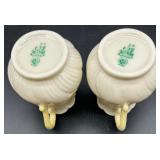 Belleek Ribbon Creamers and Sugar Bowls Set of 4
