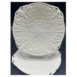Belleek Bacchus Mask and Grapes Creamer and Plate Set