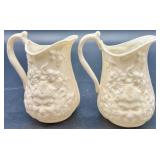 Belleek Bacchus Mask and Grapes Creamer and Plate Set