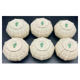Set of 6 Belleek Limpet Pattern Porcelain Bowls