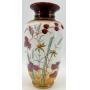 Hand-Painted Bristol Glass Vase with Floral and Berry Design
