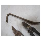 Pipe Wrenches, Tin Snips, Crowbar