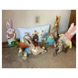 Easter Decor Collection with Bunny Figures, Wreath, and Pillow