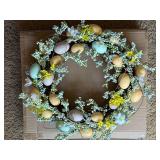 Easter Decor Collection with Bunny Figures, Wreath, and Pillow