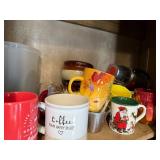 Mixed Kitchen Lot with Mugs, Glassware, Bowls, and Cookbooks