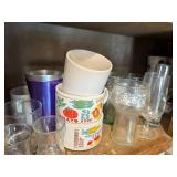 Mixed Kitchen Lot with Mugs, Glassware, Bowls, and Cookbooks