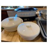 Vintage Kitchenware Lot with Slow Cooker, Baking Pans, Colander, and More
