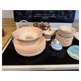 Edwin M. Knowles Vintage Pink Rose Pattern China Dinnerware Set