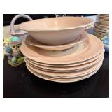 Edwin M. Knowles Vintage Pink Rose Pattern China Dinnerware Set