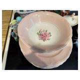 Edwin M. Knowles Vintage Pink Rose Pattern China Dinnerware Set