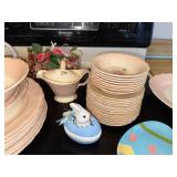 Edwin M. Knowles Vintage Pink Rose Pattern China Dinnerware Set