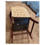 Upholstered Arm Chair with Wooden Frame and Damask Pattern