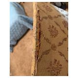 Upholstered Arm Chair with Wooden Frame and Damask Pattern