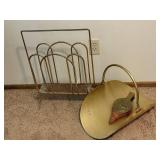 Vintage Brass Fireplace Set with Log Holder, Scuttle, and Bellows