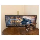 Christmas Train Wall Art and Metal Train Decor Set