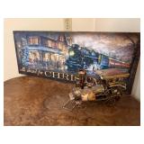 Christmas Train Wall Art and Metal Train Decor Set