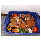 Large Lot of Fall and Halloween Decor Items in Storage Totes