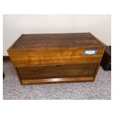 Mid-Century Modern Wooden Credenza with Sliding Panel