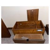 Mid-Century Modern Wooden Credenza with Sliding Panel