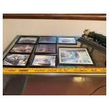 Train Locomotive Telephone and Set of 7 Framed Train Art Prints